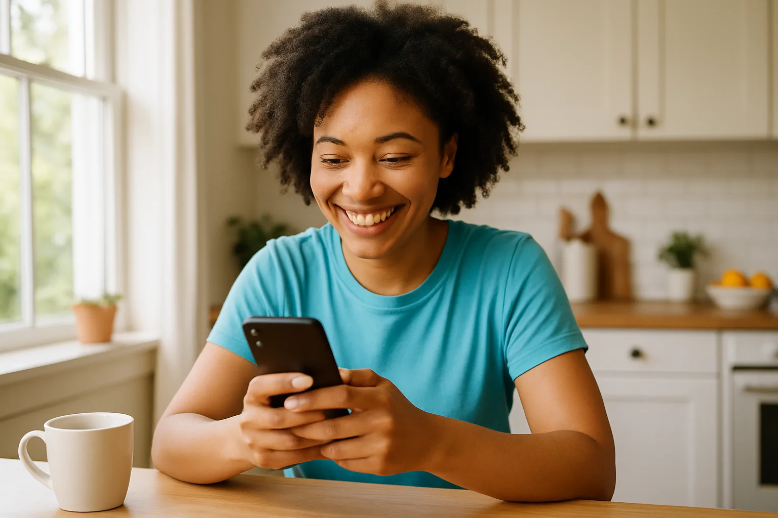Person smiling while messaging on a smartphone — start dating in Hertfordshire